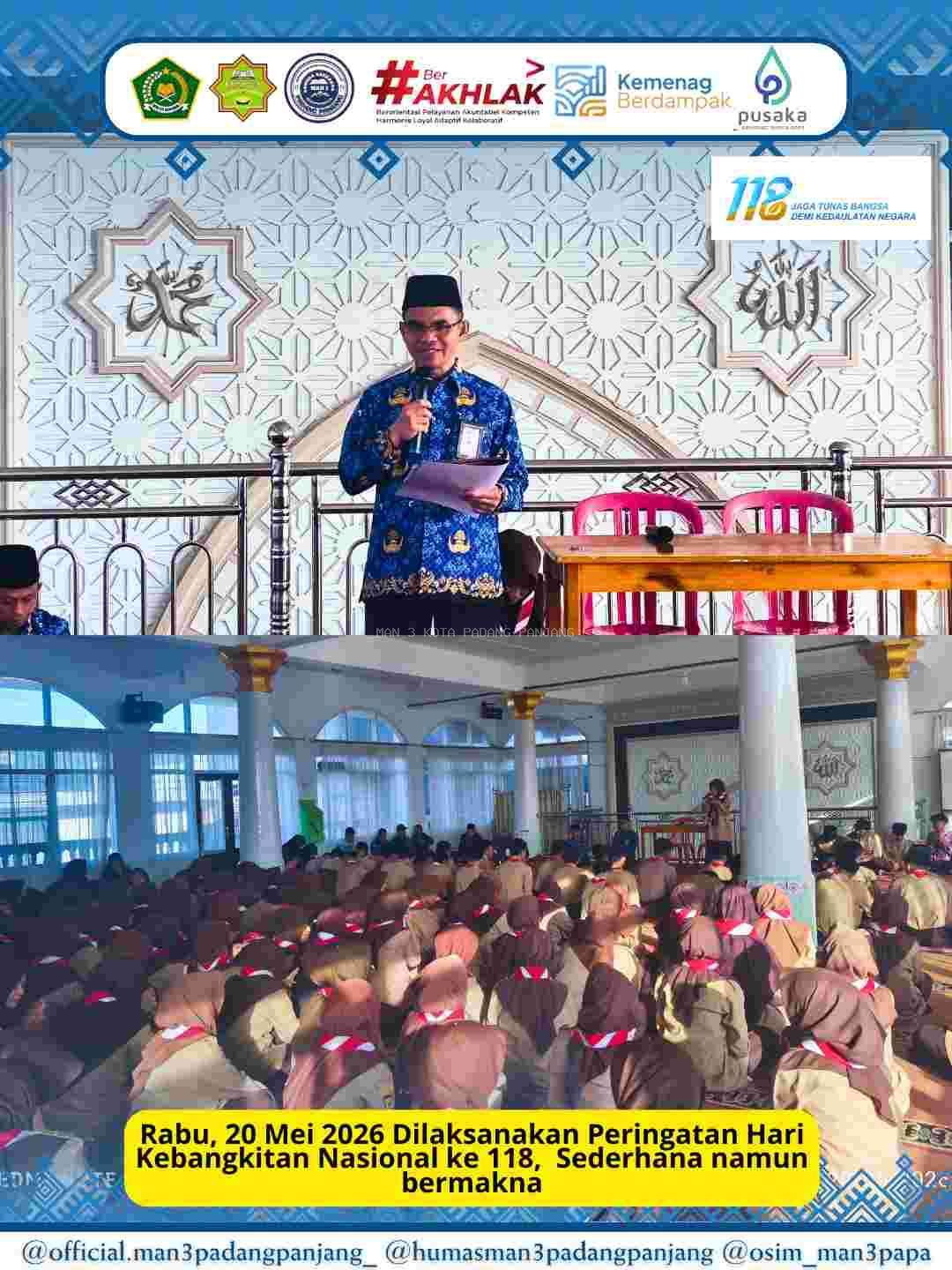 Peringatan Hari Kebangkitan Nasional ke-118 di MAN 3 Kota Padang Panjang Berlangsung Sederhana namun Bermakna
